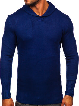 Granatowy sweter Denley w stylu casual ze stójką