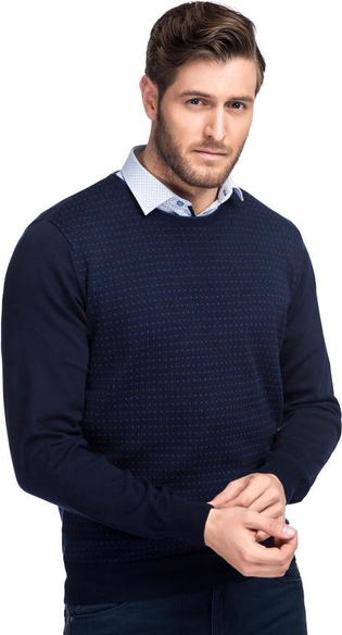 Granatowy sweter Giacomo Conti z bawełny