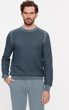 Granatowy sweter Hugo Boss w stylu casual z okrągłym dekoltem