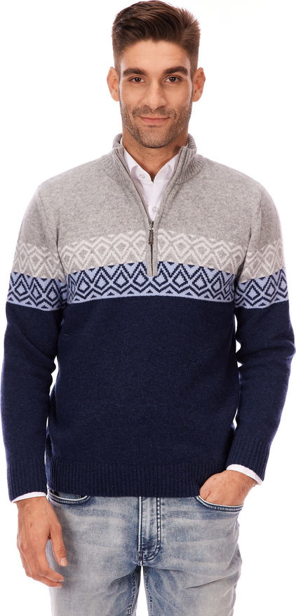 Granatowy sweter Lanieri Fashion z wełny