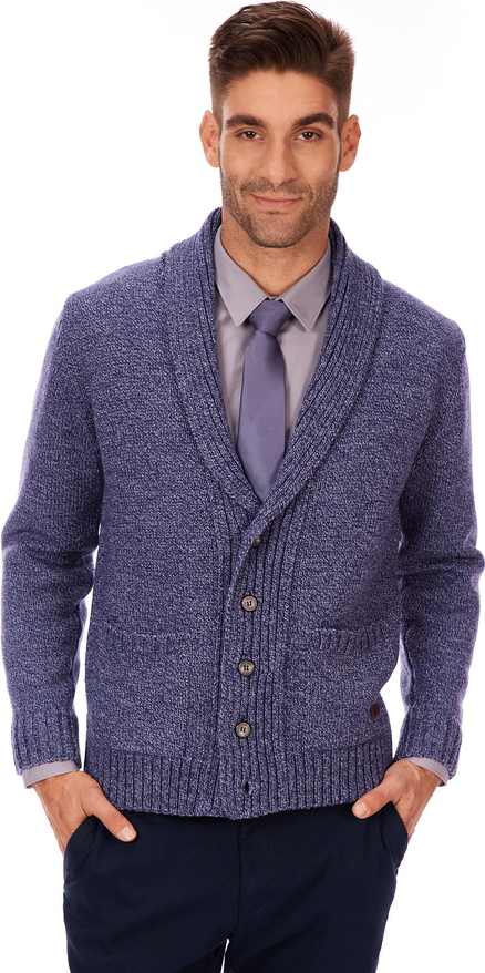Granatowy sweter Lanieri Fashion z wełny w stylu casual