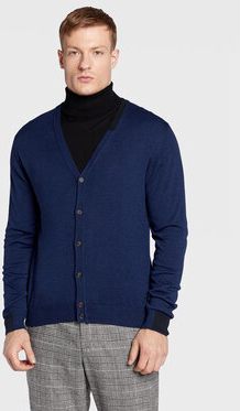 Granatowy sweter Manuel Ritz w stylu casual ze stójką
