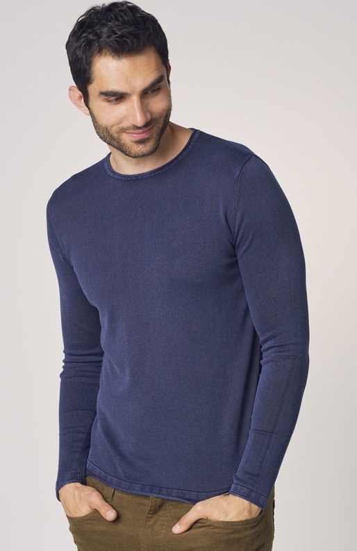 Granatowy sweter Ochnik w stylu casual z okrągłym dekoltem