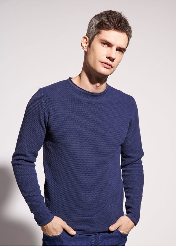 Granatowy sweter Ochnik z bawełny w stylu casual