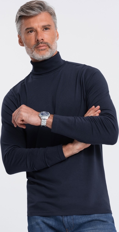 Granatowy sweter Ombre w stylu casual z golfem
