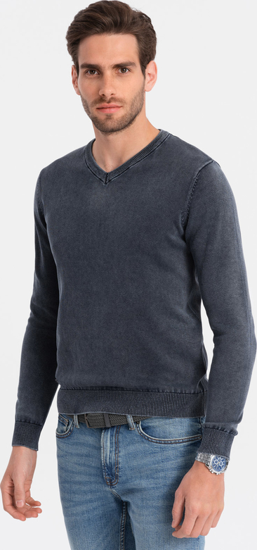 Granatowy sweter Ombre z bawełny