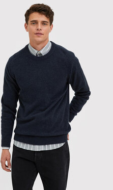 Granatowy sweter Selected Homme w stylu casual z okrągłym dekoltem