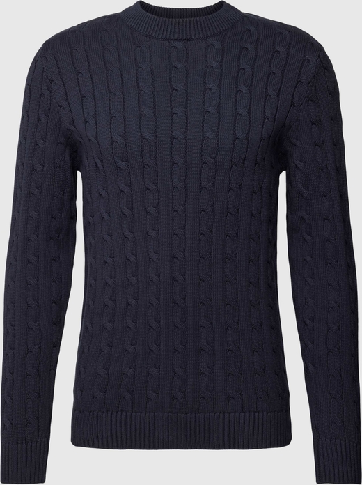 Granatowy sweter Selected Homme z bawełny w stylu casual z okrągłym dekoltem