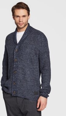 Granatowy sweter Solid ze stójką w stylu casual