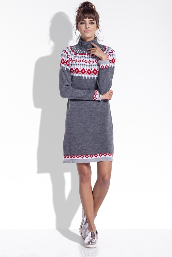 Granatowy sweter TAGLESS z żakardu