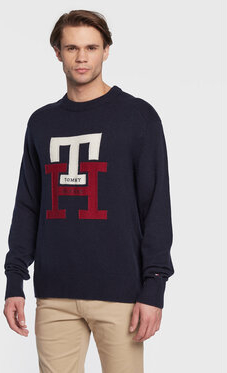 Granatowy sweter Tommy Hilfiger w młodzieżowym stylu