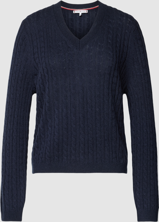 Granatowy sweter Tommy Hilfiger w stylu casual z wełny