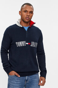 Granatowy sweter Tommy Jeans z okrągłym dekoltem