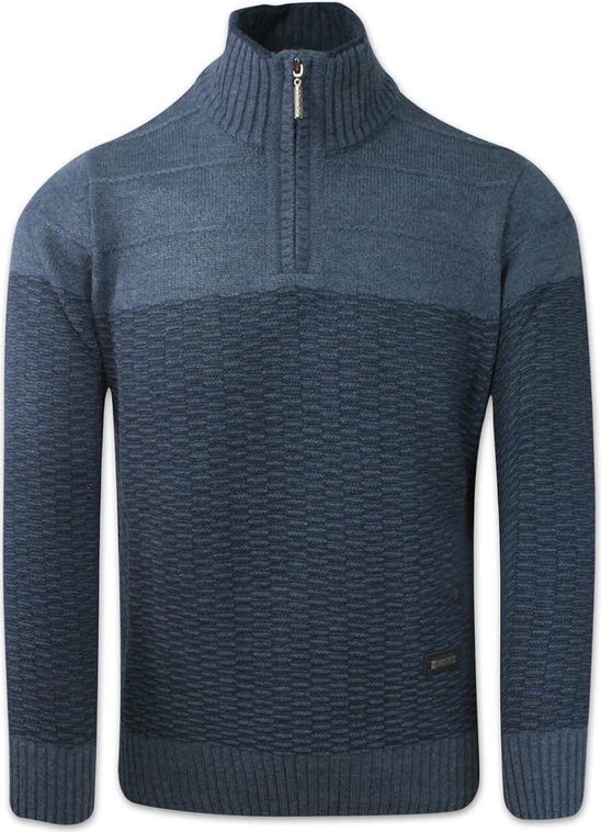 Granatowy sweter Trikko z wełny ze stójką w stylu casual