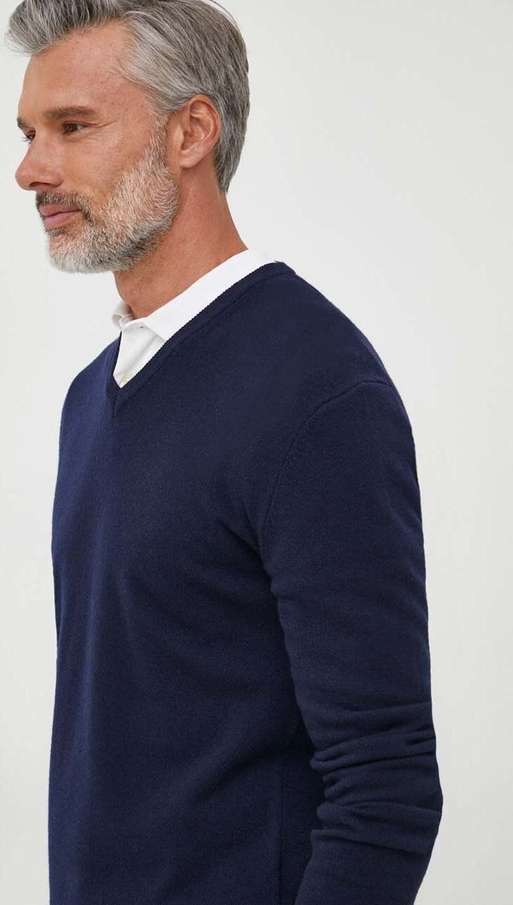 Granatowy sweter United Colors Of Benetton w stylu casual ze stójką