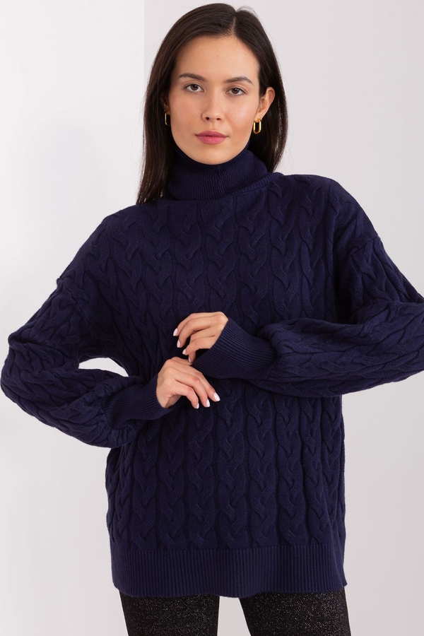 Granatowy sweter Wool Fashion Italia w stylu casual