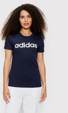 Granatowy t-shirt Adidas Performance w sportowym stylu