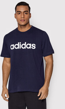 Granatowy t-shirt Adidas z krótkim rękawem w młodzieżowym stylu
