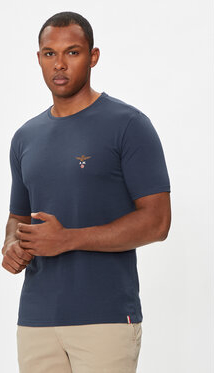 Granatowy t-shirt Aeronautica Militare w stylu casual z krótkim rękawem