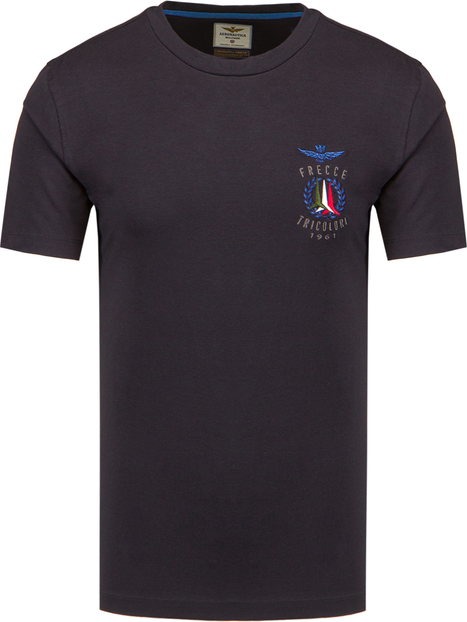 Granatowy t-shirt Aeronautica Militare z bawełny z krótkim rękawem
