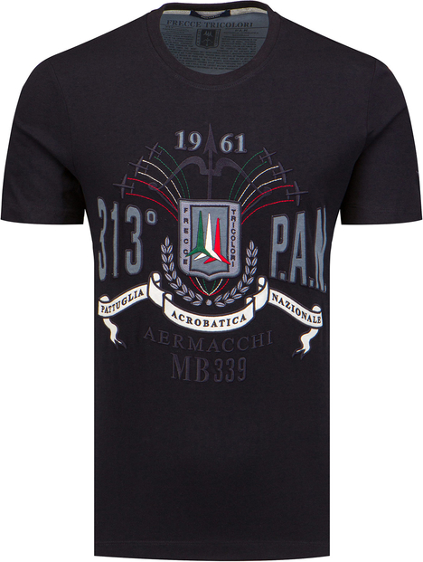 Granatowy t-shirt Aeronautica Militare z krótkim rękawem