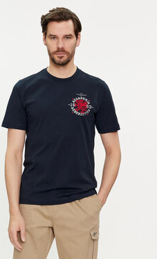 Granatowy t-shirt Aeronautica Militare z nadrukiem z krótkim rękawem
