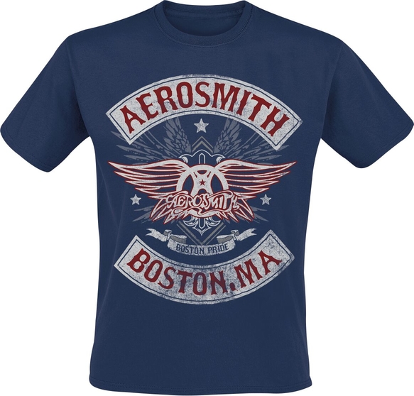 Granatowy t-shirt Aerosmith z krótkim rękawem