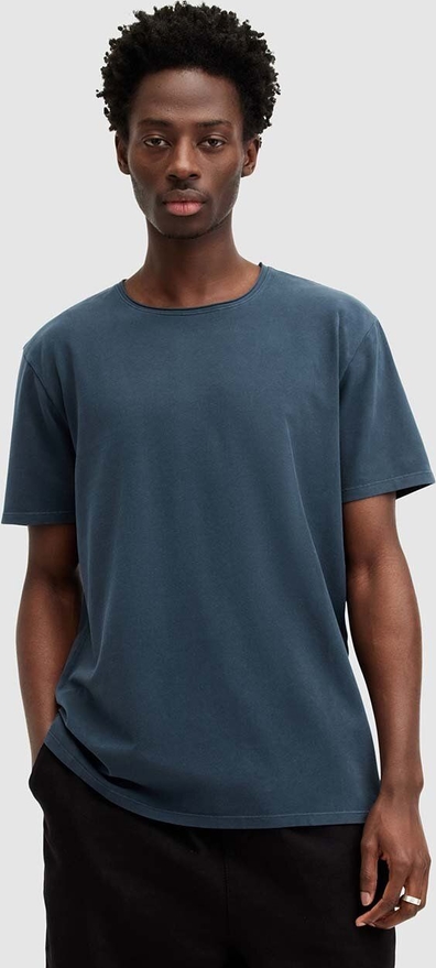 Granatowy t-shirt AllSaints z bawełny z długim rękawem