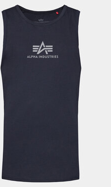 Granatowy t-shirt Alpha Industries w młodzieżowym stylu z krótkim rękawem