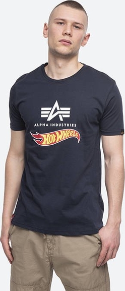 Granatowy t-shirt Alpha Industries z bawełny