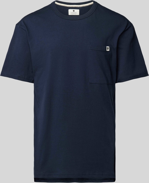 Granatowy t-shirt Anerkjendt z bawełny z krótkim rękawem w stylu casual