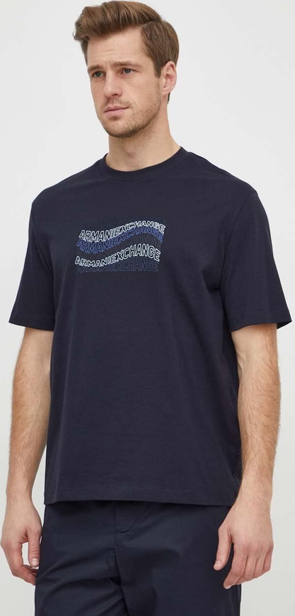 Granatowy t-shirt Armani Exchange z bawełny