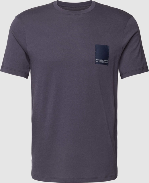 Granatowy t-shirt Armani Exchange z krótkim rękawem w stylu casual