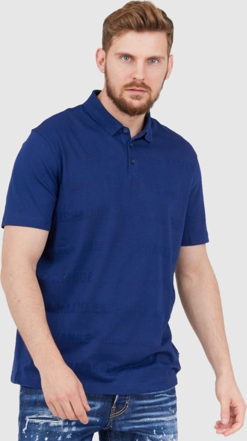 Granatowy t-shirt Armani Exchange z krótkim rękawem w stylu casual