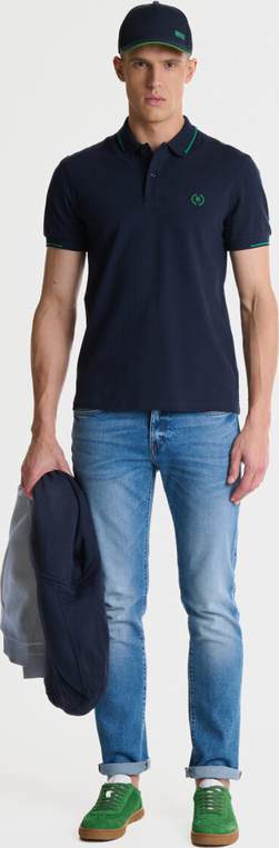 Granatowy t-shirt Big Star z krótkim rękawem w stylu casual