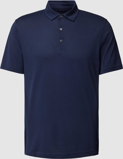 Granatowy t-shirt Brax w stylu casual z bawełny z krótkim rękawem