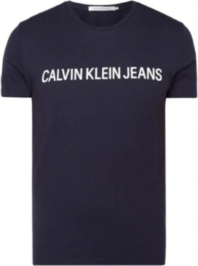 Granatowy t-shirt Calvin Klein w młodzieżowym stylu z bawełny