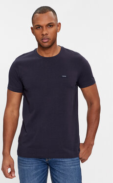 Granatowy t-shirt Calvin Klein z krótkim rękawem w stylu casual