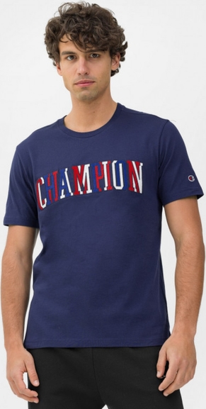 Granatowy t-shirt Champion w młodzieżowym stylu