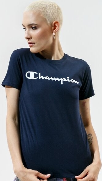 Granatowy t-shirt Champion z okrągłym dekoltem