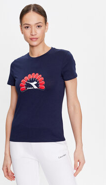 Granatowy t-shirt Diadora z krótkim rękawem z okrągłym dekoltem