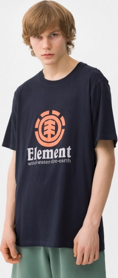 Granatowy t-shirt Element z nadrukiem w młodzieżowym stylu z krótkim rękawem