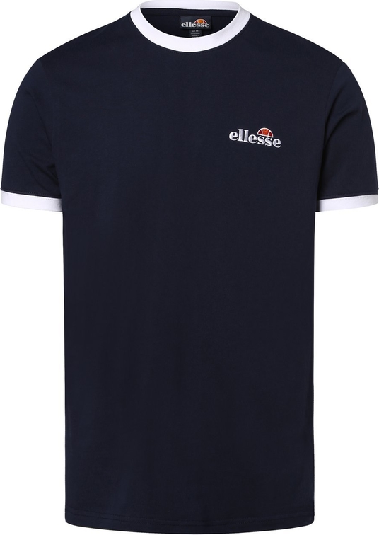 Granatowy t-shirt Ellesse w stylu retro z krótkim rękawem