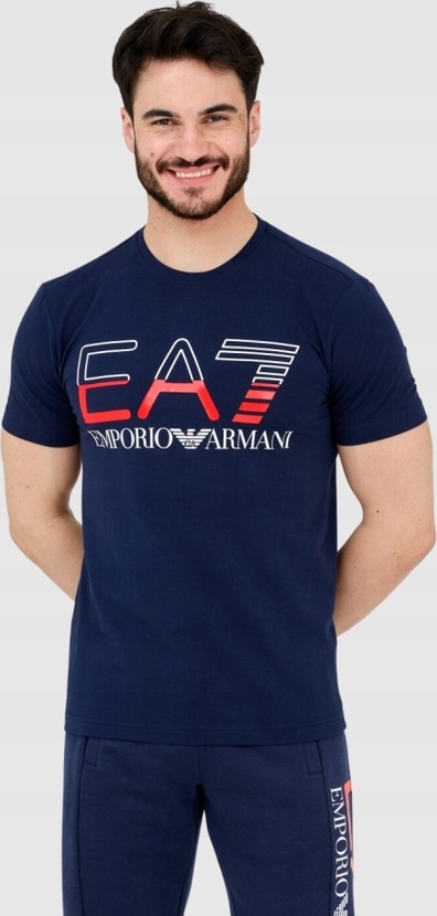 Granatowy t-shirt Emporio Armani w młodzieżowym stylu