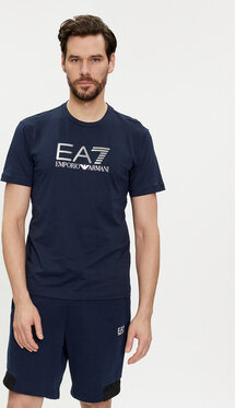 Granatowy t-shirt Emporio Armani w młodzieżowym stylu z krótkim rękawem