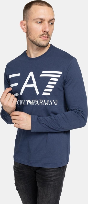 Granatowy t-shirt Emporio Armani z długim rękawem w młodzieżowym stylu