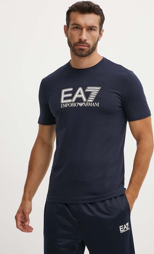 Granatowy t-shirt Emporio Armani z krótkim rękawem