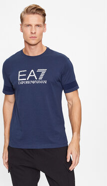 Granatowy t-shirt Emporio Armani z krótkim rękawem w młodzieżowym stylu