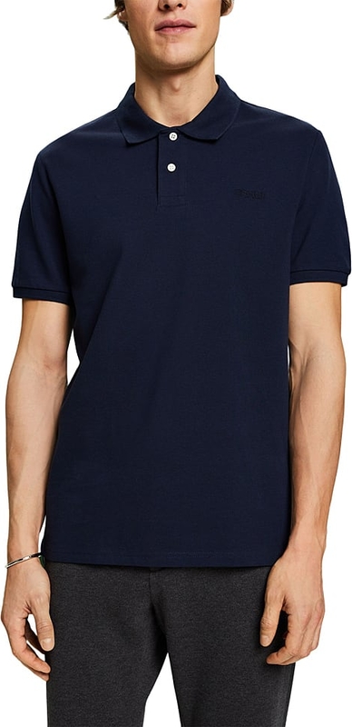 Granatowy t-shirt Esprit z bawełny z krótkim rękawem
