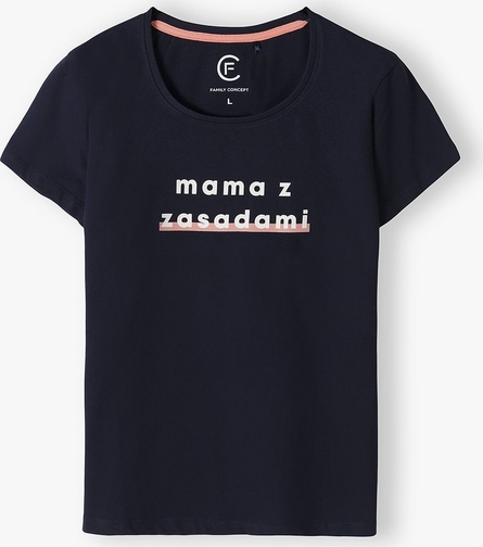 Granatowy t-shirt Family Concept By 5.10.15. z okrągłym dekoltem z dresówki